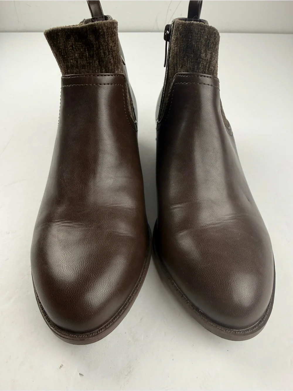 Torrid Womens 7.5WW Brown Faux Leather Ankle Boots Booties Side Zip